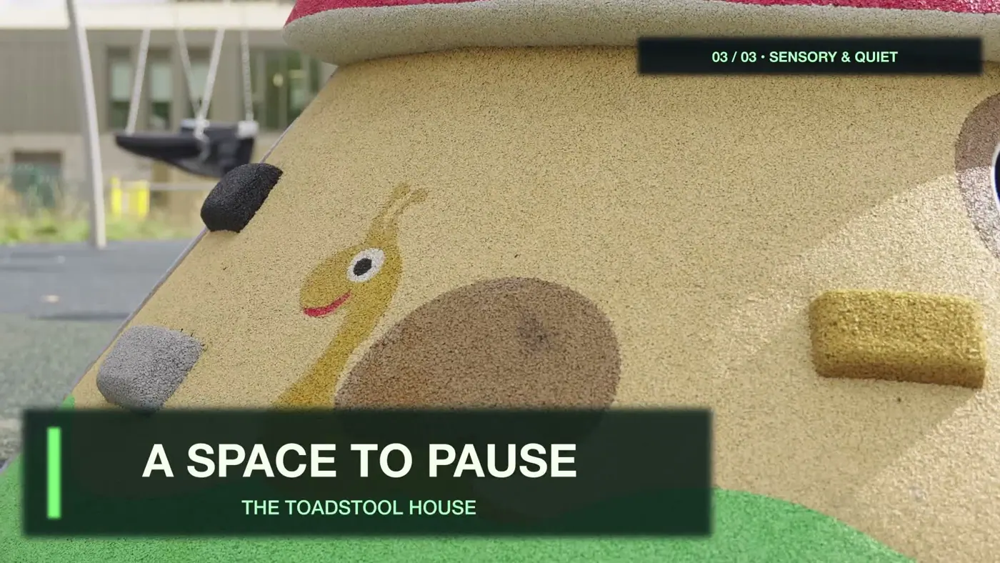 Frame from the Earlston sensory-area highlight video featuring an accessible play area